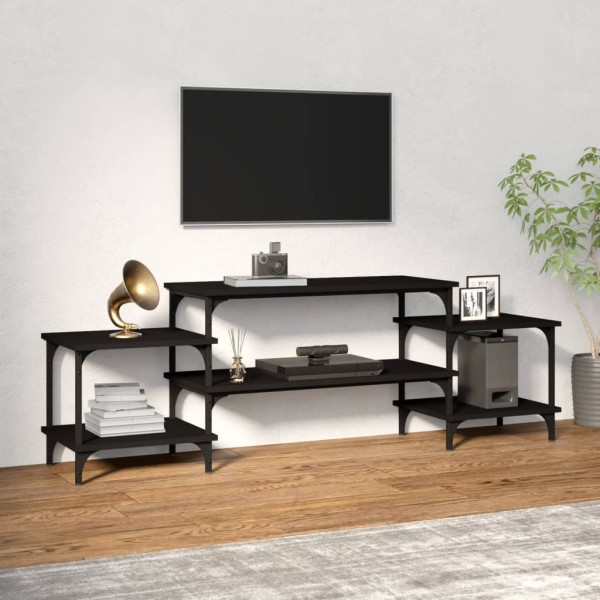 Mueble para TV madera contrachapada negro 157x35x52 cm