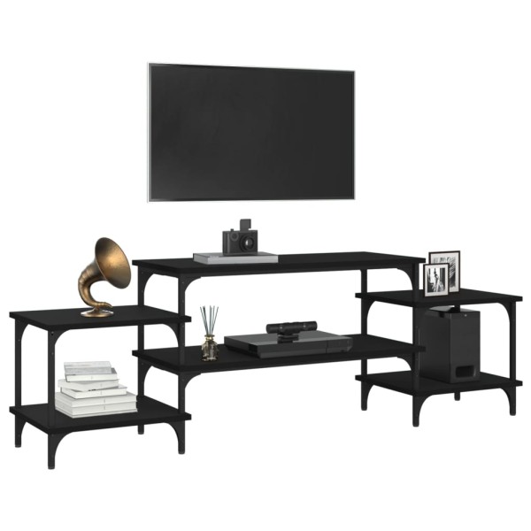 Mueble para TV madera contrachapada negro 157x35x52 cm