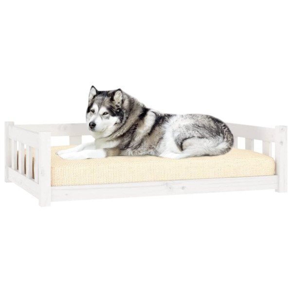 Cama para perros madera maciza de pino blanco 105,5x75,5x28 cm