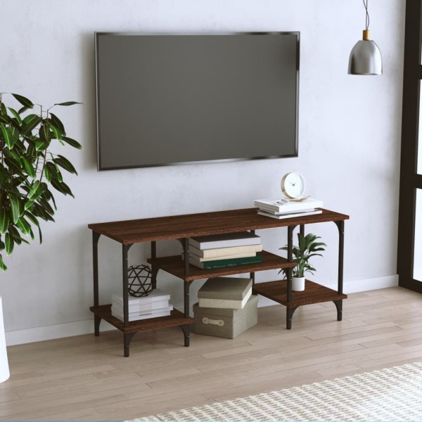 Mueble de TV madera contrachapada marrón roble 102x35x45,5 cm