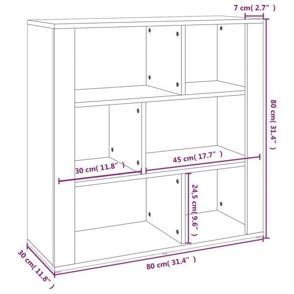 Aparador de madera contrachapada blanco brillante 80x30x80 cm