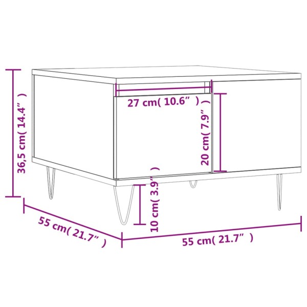 Mesa de centro madera contrachapada negro 55x55x36,5 cm