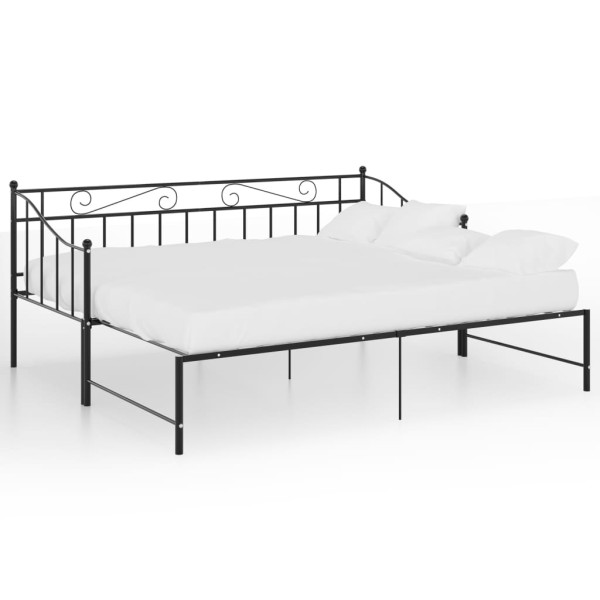 Estructura de sofá cama extraíble de metal negro 90x200 cm