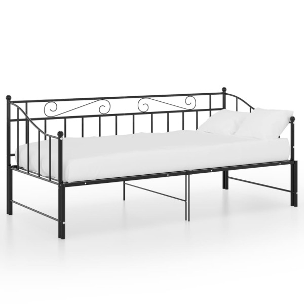 Estructura de sofá cama extraíble de metal negro 90x200 cm