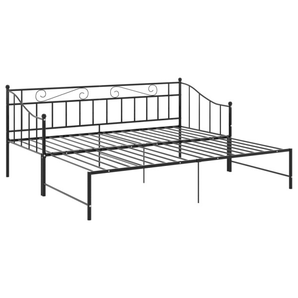 Estructura de sofá cama extraíble de metal negro 90x200 cm