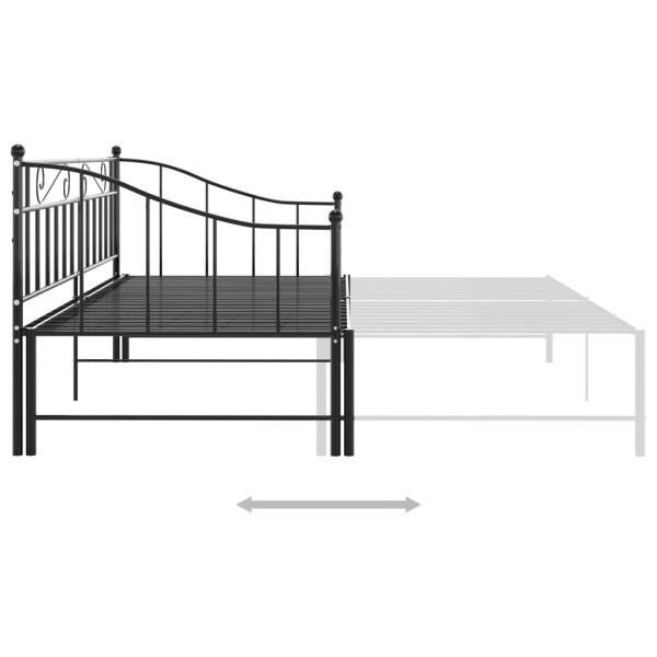 Estructura de sofá cama extraíble de metal negro 90x200 cm