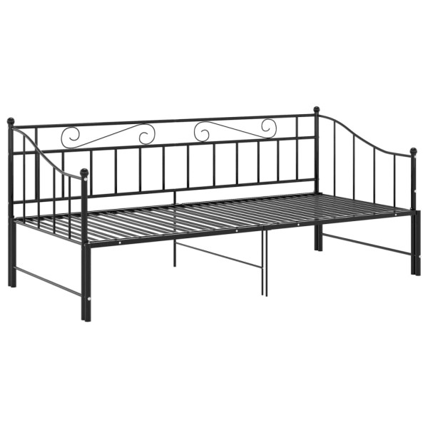 Estructura de sofá cama extraíble de metal negro 90x200 cm