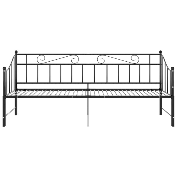 Estructura de sofá cama extraíble de metal negro 90x200 cm