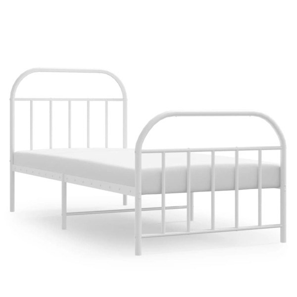 Estructura cama metal con cabecero y pie cama blanca 90x190 cm