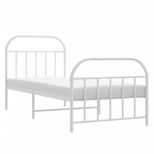 Estructura cama metal con cabecero y pie cama blanca 90x190 cm