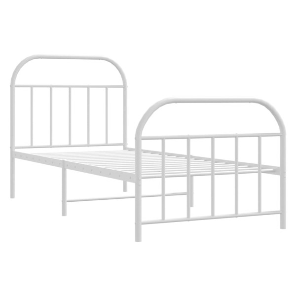 Estructura cama metal con cabecero y pie cama blanca 90x190 cm