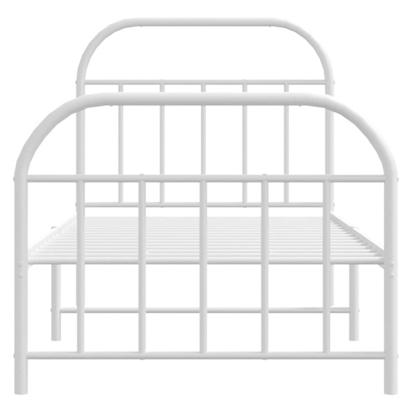 Estructura cama metal con cabecero y pie cama blanca 90x190 cm