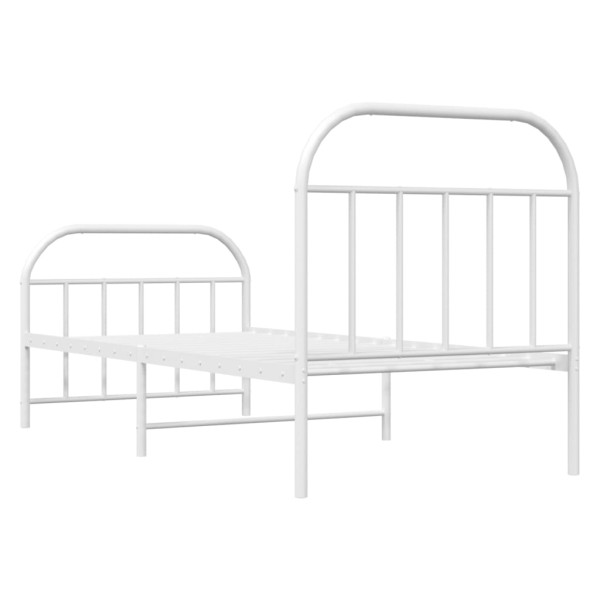 Estructura cama metal con cabecero y pie cama blanca 90x190 cm