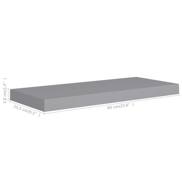 Estantes flotantes de pared 4 uds MDF gris 60x23,5x3,8 cm