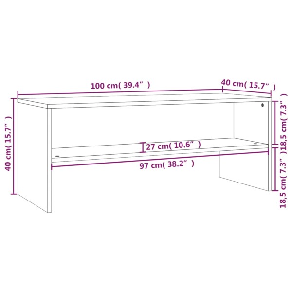 Mueble de TV madera contrachapada blanco brillante 100x40x40 cm