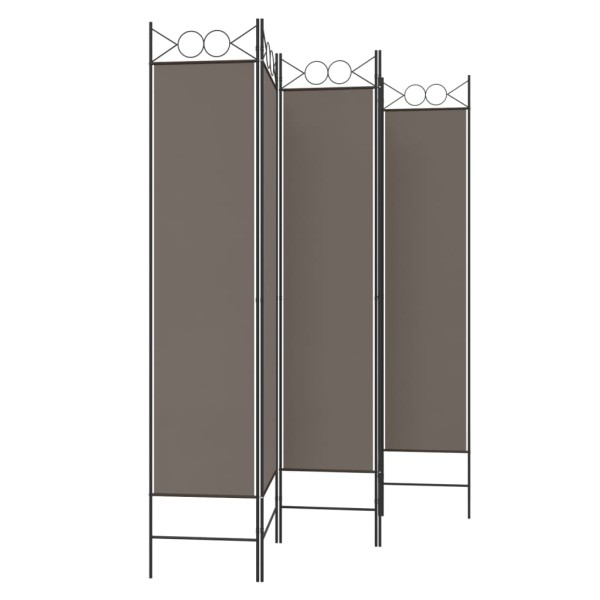 Biombo divisor de 5 paneles de tela gris antracita 200x220 cm