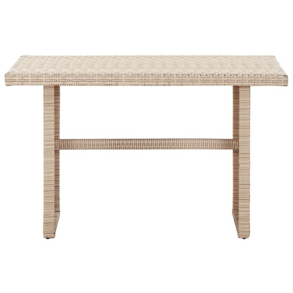 Mesa de jardín de ratán sintético beige 110x60x67 cm