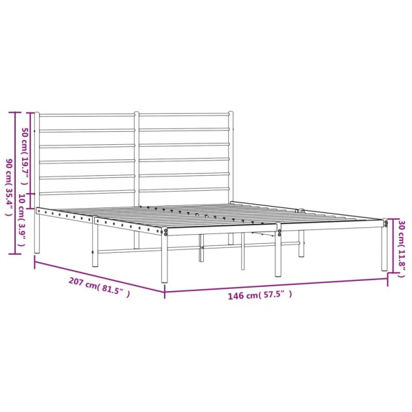 Estructura de cama con cabecero metal negro 140x200 cm