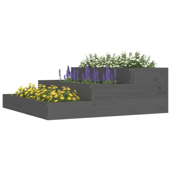 Jardinera de madera maciza de pino gris 78x78x27 cm