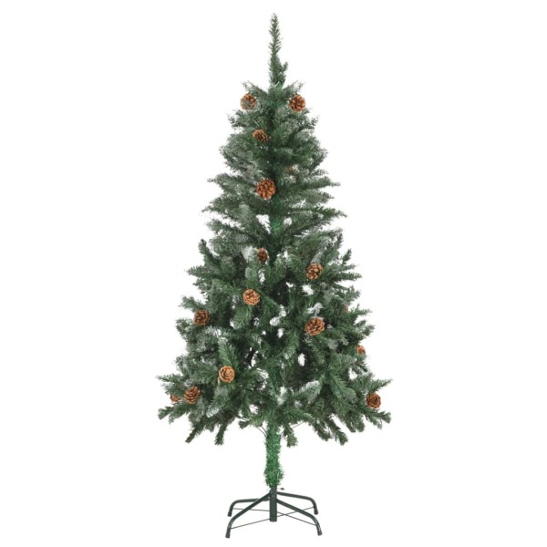 Árbol de Navidad artificial con piñas y brillo blanco 150 cm