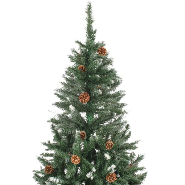 Árbol de Navidad artificial con piñas y brillo blanco 150 cm