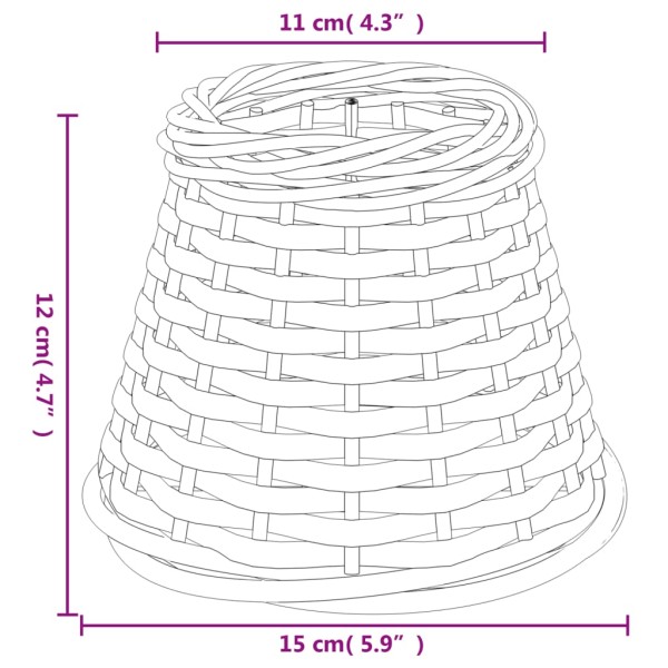Pantalla para lámpara mimbre marrón Ø15x12 cm