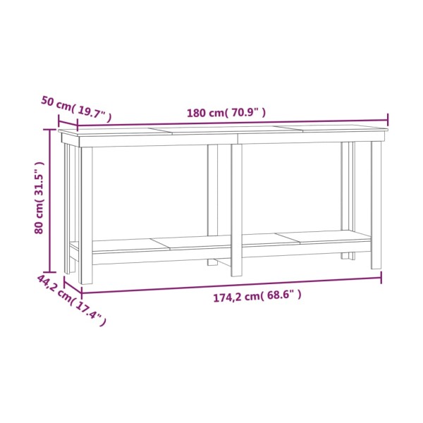 Banco de trabajo de madera maciza de pino gris 180x50x80 cm