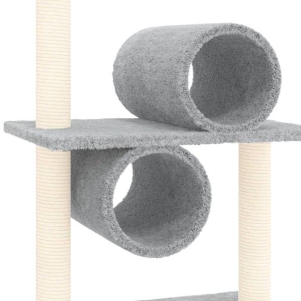 Rascador para gatos con postes de sisal gris claro 279 cm