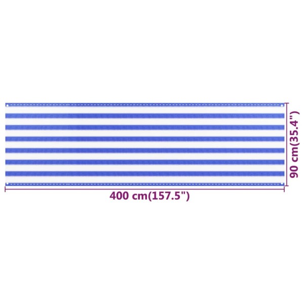 Toldo para balcón HDPE amarillo y blanco 90x400 cm