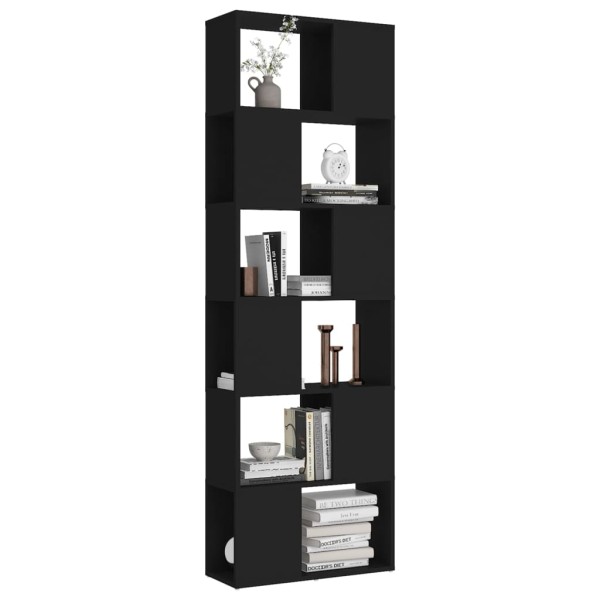 Librería separador madera contrachapada negro 60x24x186 cm