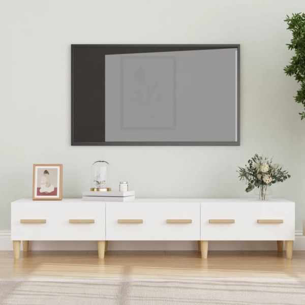 Mueble de TV madera contrachapada blanco 150x34,5x30 cm