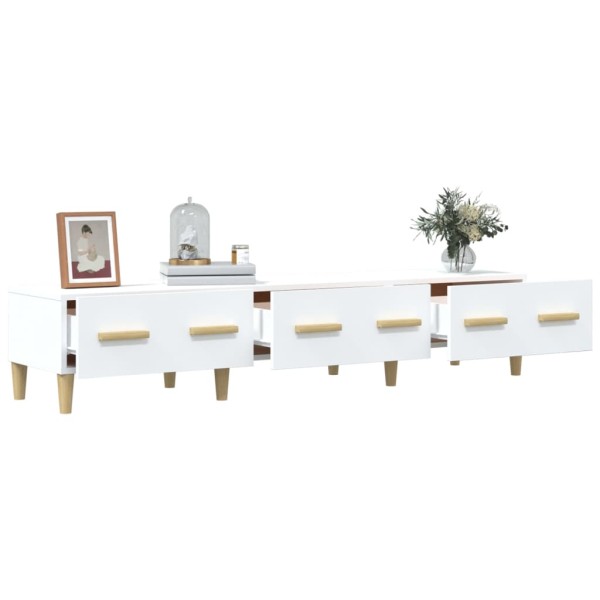 Mueble de TV madera contrachapada blanco 150x34,5x30 cm