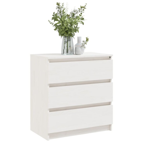 Mesita de noche madera maciza de mango blanco 60x36x64 cm