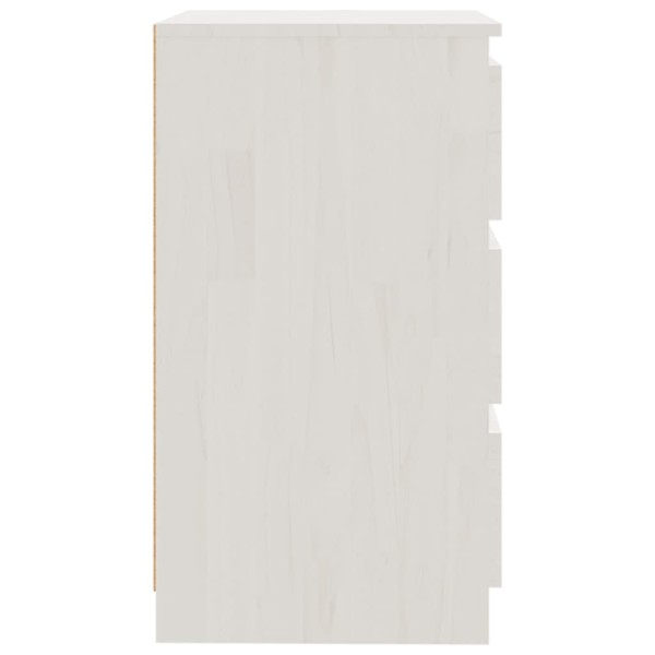 Mesita de noche madera maciza de mango blanco 60x36x64 cm