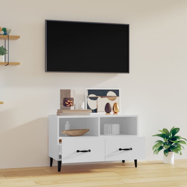 Mueble para TV madera contrachapada blanco 80x36x50 cm