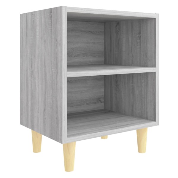 Mesitas de noche 2 uds patas de madera gris Sonoma 40x30x50 cm