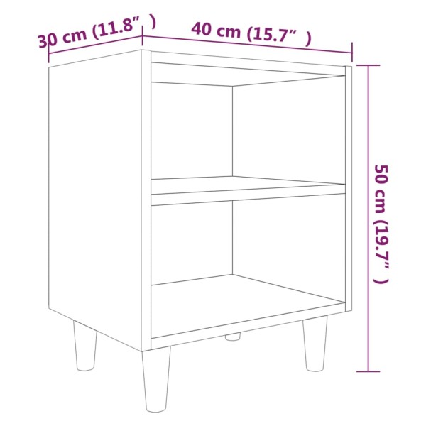 Mesitas de noche 2 uds patas de madera gris Sonoma 40x30x50 cm