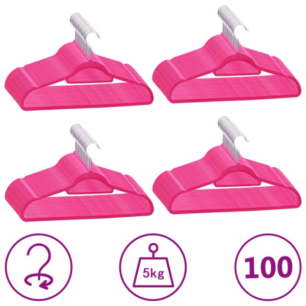 Juego de perchas ropa 100 uds antideslizantes terciopelo rosa