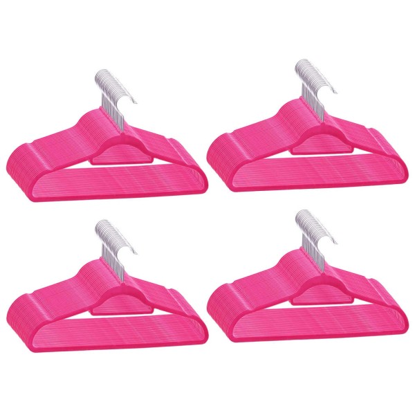 Juego de perchas ropa 100 uds antideslizantes terciopelo rosa