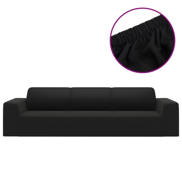 Funda elástica para sillón de 4 plazas poliéster jersey negra