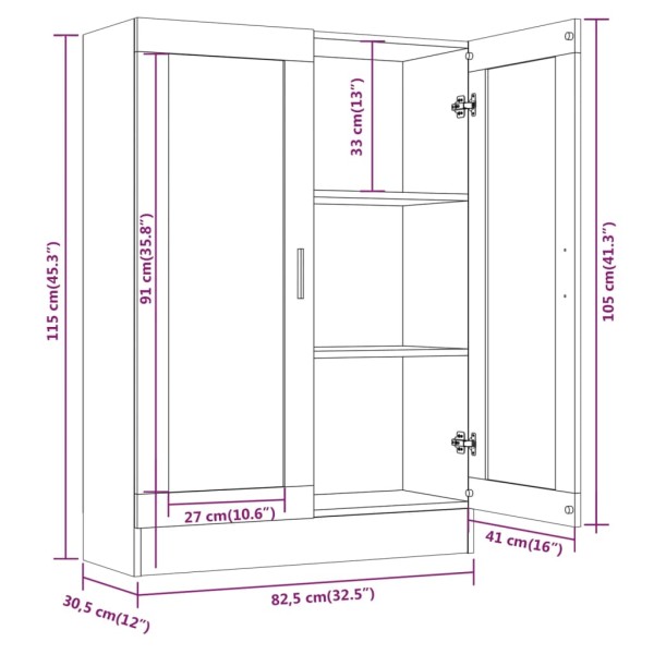 Vitrina madera contrachapada roble ahumado 82,5x30,5x115 cm