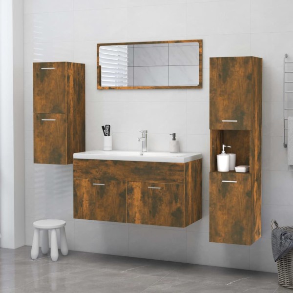 Armario de baño madera contrachapada roble ahumado 30x30x130 cm