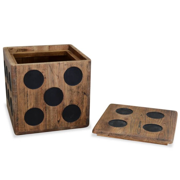 Caja de almacenamiento madera mindi 40x40x40 cm diseño de dado