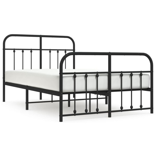 Estructura de cama cabecero y pie de cama metal negro 120x200cm