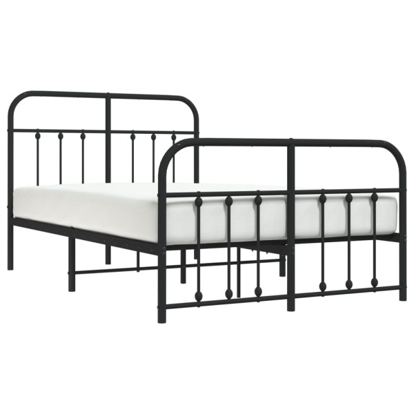 Estructura de cama cabecero y pie de cama metal negro 120x200cm