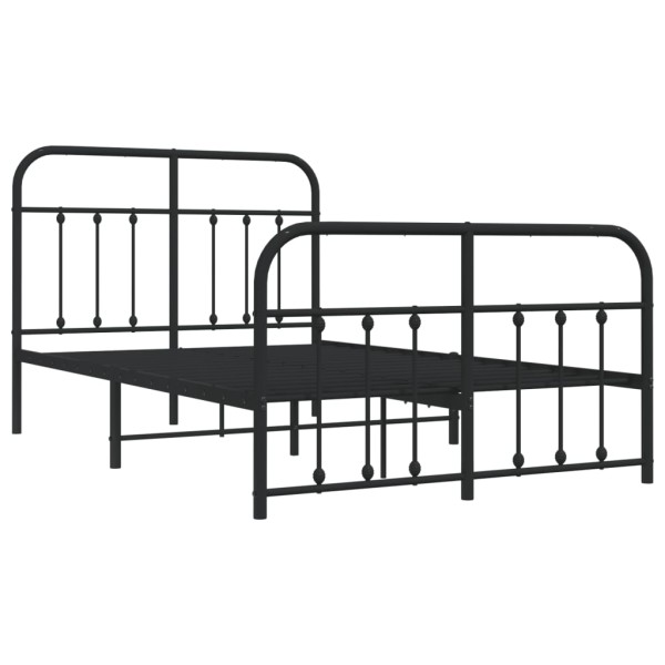 Estructura de cama cabecero y pie de cama metal negro 120x200cm