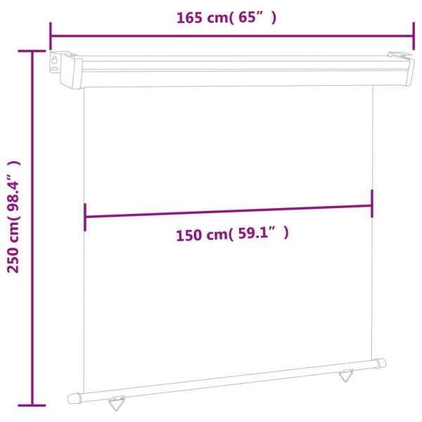 Toldo lateral de balcón rojo 165x250 cm