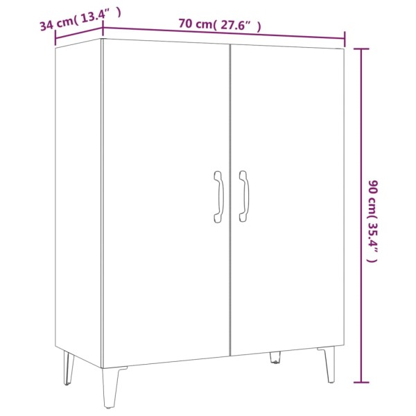 Aparador de madera contrachapada blanco 70x34x90 cm