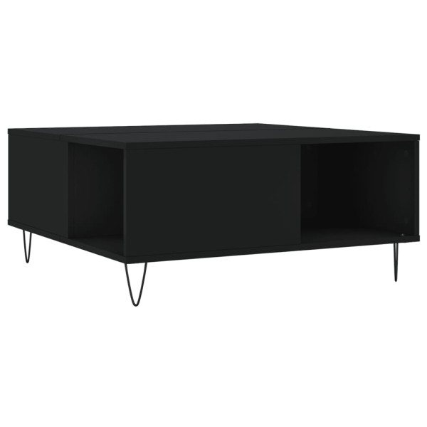 Mesa de centro madera contrachapada negro 80x80x36,5 cm