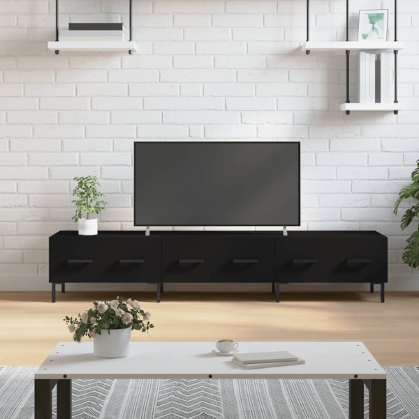 Mueble de TV madera de ingeniería negro 150x36x30 cm